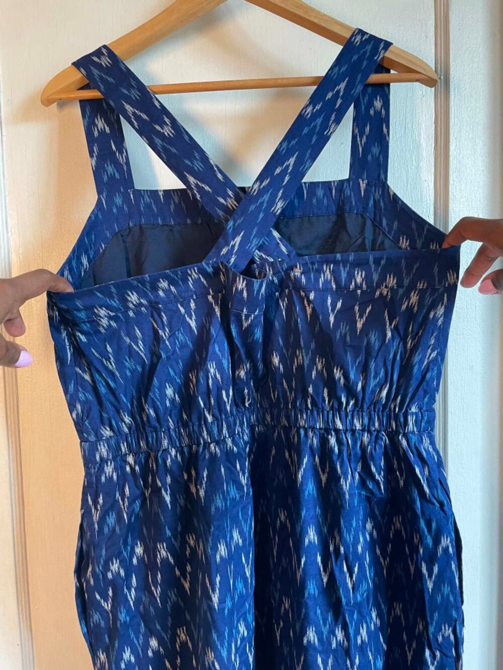J.Crew Blue Ikat Maxi Dress Size 14 - Picture 3 of 10